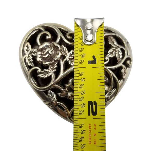 Brighton Heart Shaped Jewelry Trinket Box With Intricate Floral Design HTF - Picture 12 of 15